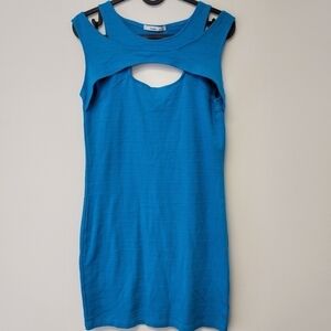 Papaya bodycon dress sleeveless cutout Blue L